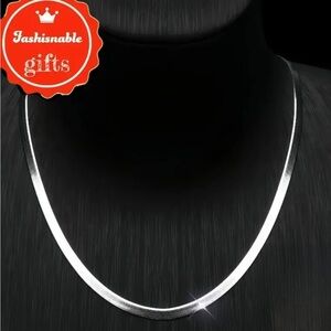 S925 Sterling Silver Hypoallergenic Flat Snake Bone Chain